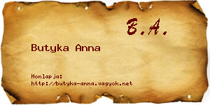 Butyka Anna névjegykártya