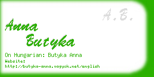 anna butyka business card